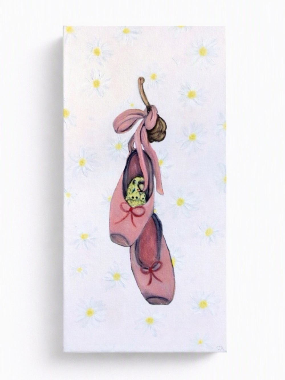 Budgie Ballet Oil Painting on Gallery Wrapped Canvas Original Art